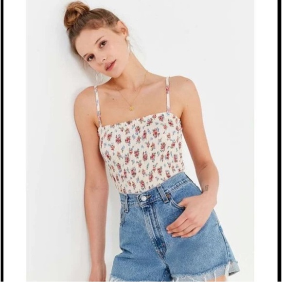 Urban Outfitters Women’s Out From Under Pink Rose Floral Smocked Bodysuit - Picture 4 of 11